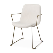 Load image into Gallery viewer, Fabric Wood Dining Arm Chair - Beige / Gold
