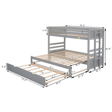 Load image into Gallery viewer, Twin over Pull-out Bunk Bed with Trundle, Gray
