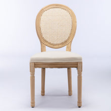 Load image into Gallery viewer, French Style Solid Wood Frame Antique Painting Fabric Rattan Back Dining Chair (Set of 2)
