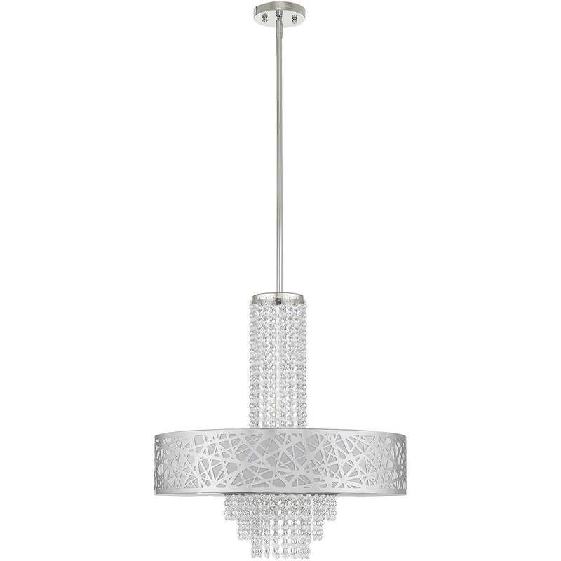 25" Five Light Dimmable Chandelier With Shades - Silver