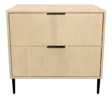 Load image into Gallery viewer, 28" Solid Wood Distressed Carved Geometric Two Drawer Nightstand - Natural
