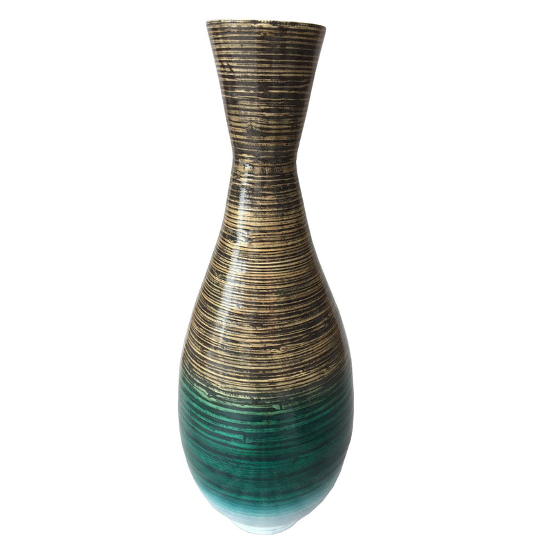 Bamboo Amphora Floor Vase - Blue And Gold