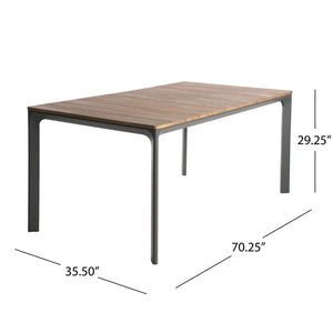 Outdoor Wicker Rectangular Dining Table With Iron Frame And Water Resistant Rattan