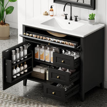 Load image into Gallery viewer, Bathroom Vanity With Sink, Cabinet With 3 Drawers And Adjustable Shelf
