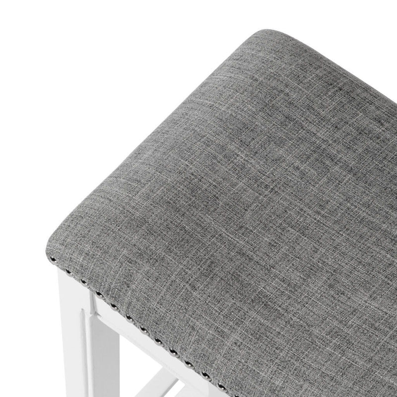 Solid Wood Backless Counter Height Bar Chair - Gray / White