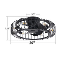 Load image into Gallery viewer, Flush Mount Ceiling Fan With Lights, Low Profile Fandelier With E12 Sockets, Reversible DC Motor, 6 Speeds - Black
