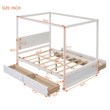 Load image into Gallery viewer, Canopy Platform Bed With Drawers, Support Slats, No Box Spring Needed
