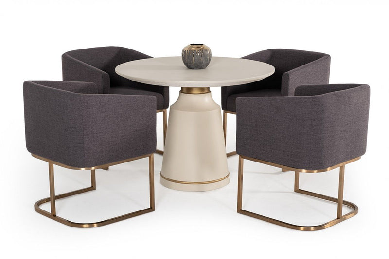 Concrete Pedestal Base Round Top Dining Table - Off White