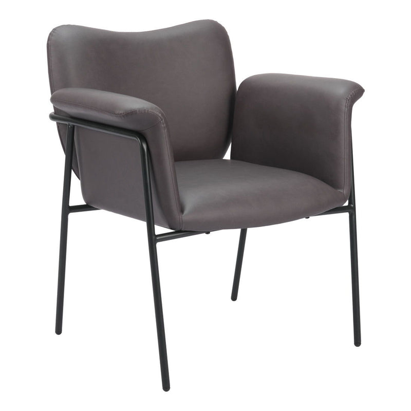 31" Faux Leather And Faux Leather Arm Chair - Brown / Black