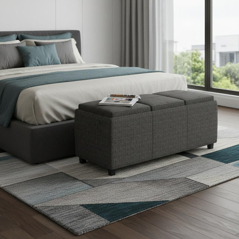 Ebony Upholstery Storage Ottoman - Dark Gray