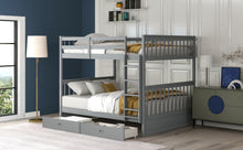 Load image into Gallery viewer, Full-Over-Full Bunk Bed with Ladders and Two Storage Drawers (Gray)(OLD SKU:LT000365AAE)
