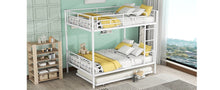 Load image into Gallery viewer, Full Over Full Metal Bunk Bed with Trundle, White
