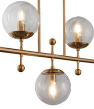 Load image into Gallery viewer, Kitchen Island Five Light Metal Transparent Glass Chandelier With Shades - Brass
