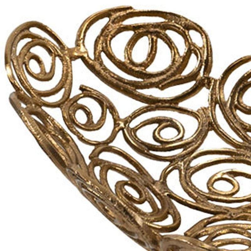 Abstract Circles Oval Decorative Bowl (628128) - Gold