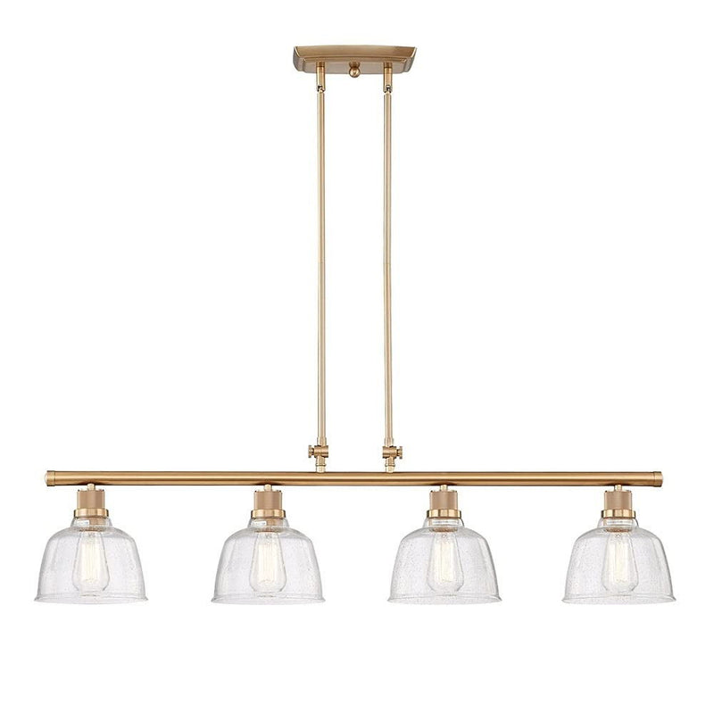 Kitchen Island Four Light Metal Seeded Glass Dimmable Chandelier With Shades - Gold