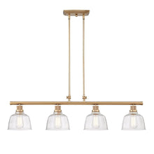 Load image into Gallery viewer, Kitchen Island Four Light Metal Seeded Glass Dimmable Chandelier With Shades - Gold
