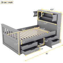 Load image into Gallery viewer, Captain Platform Bed Frame With Storage Bookcases, Shelves, And 4 Drawers

