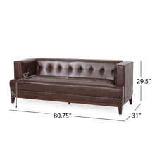 Load image into Gallery viewer, Mid Century Modern 3 Seater Sofa With Tufted Stitching - Dark Brown
