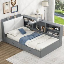 Load image into Gallery viewer, Platform Bed With Storage Headboard, Shelves And 2 Drawers
