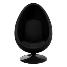 Load image into Gallery viewer, 35" Contemporary Fiberglass And Wool Swivel Egg Chair - Black
