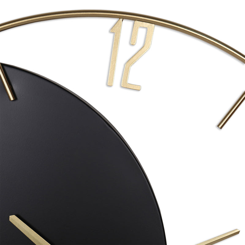 Silent Analog Round Wall Clock - Black