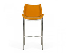 Load image into Gallery viewer, Faux Leather And Steel Low Back Bar Height Bar Chairs (Set of 2) - Orange And Silver
