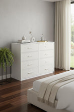 Load image into Gallery viewer, Wood Eight Drawer Dresser - White
