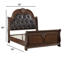 Load image into Gallery viewer, Bed &amp; Carved Padded And Button Tufted Headboard
