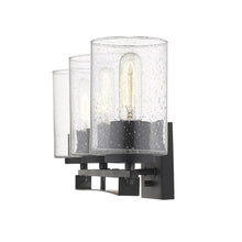Load image into Gallery viewer, Metal And Textured Glass Three Light Wall Sconce - Black
