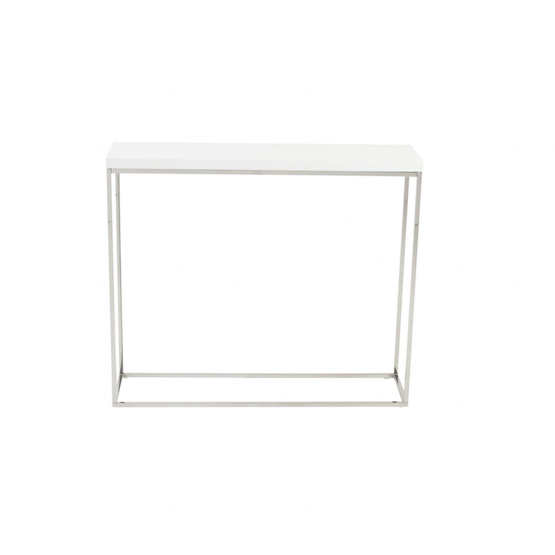 Frame Console Table - White And Silver