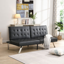 Load image into Gallery viewer, Contemporary Wood Frame Sofa Bed With Stainless Legs - Black

