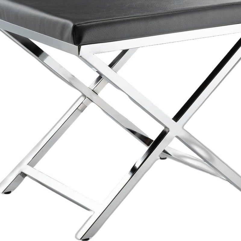 21" Contemporary Faux Leather Vanity Chair - Gray