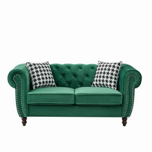 Load image into Gallery viewer, Chesterfield Fabric Sofa With Roll Armrest And Nailhead, Mid Century 2 Seater Couch
