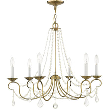 Load image into Gallery viewer, 24" Six Light Dimmable Chandelier With Shades - Antiqued Brass
