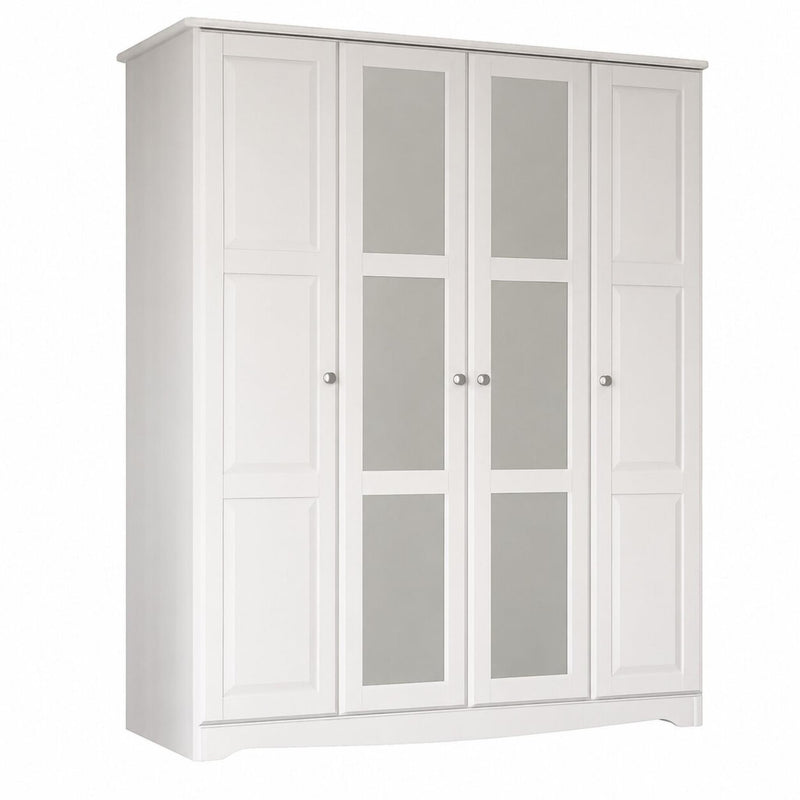 Solid Wood Mirrored Four Door Combo Dresser (765071) - White