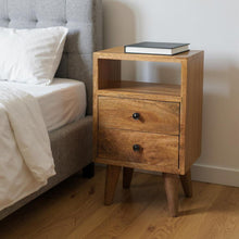 Load image into Gallery viewer, 20" Modern Solid Wood Two Drawer Nightstand - Oak
