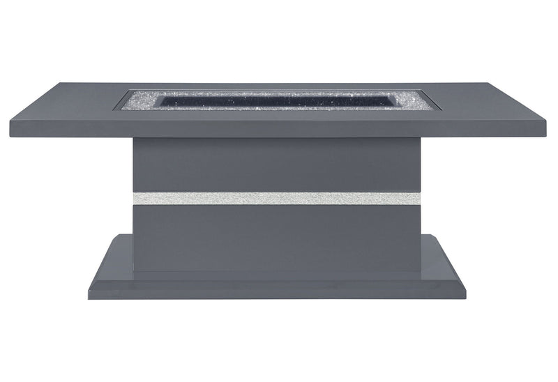 52" Wood And Faux Crystal Pedestal Coffee Table - Gray