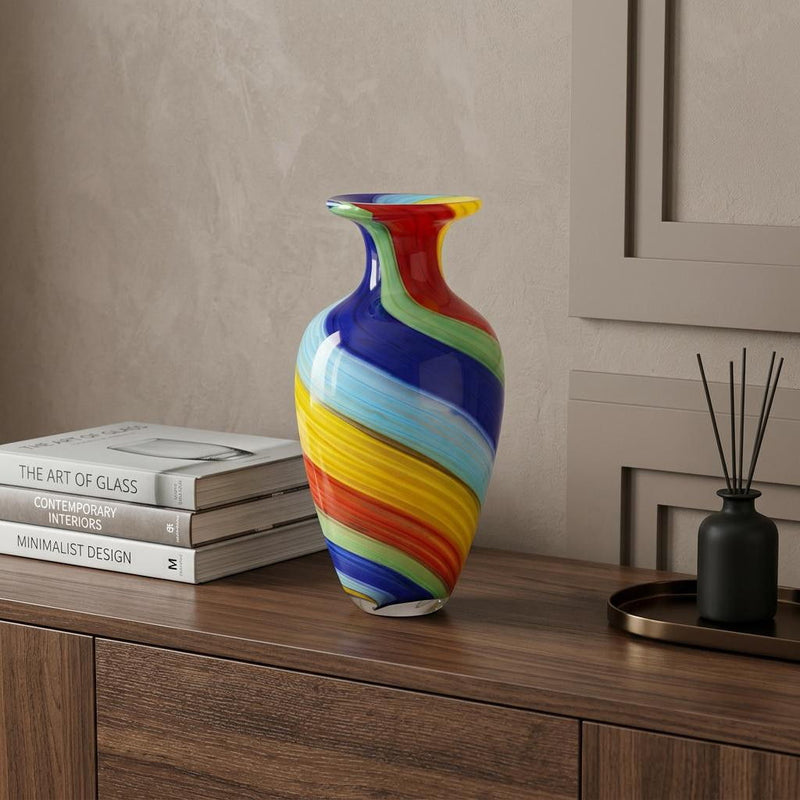 Abstract Murano Style Table Vase - Rainbow