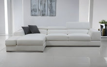 Load image into Gallery viewer, Genuine Leather L Shaped Two Piece Sofa Chaise Sectional With Console - White
