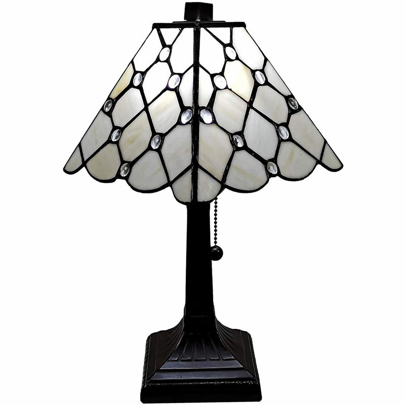 Metal Candlestick Table Lamp With White Empire Shade - Dark Brown