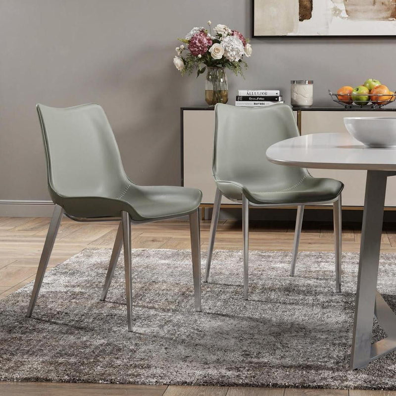 Faux Leather Modern Dining Chairs (Set of 2) - Gray