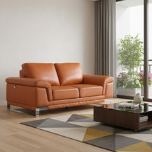 Load image into Gallery viewer, Genuine Leather Love Seat - Silver / Camel
