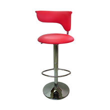 Load image into Gallery viewer, Faux Leather And Metal Low Back Adjustable Height Bar Chair - Red And Silver
