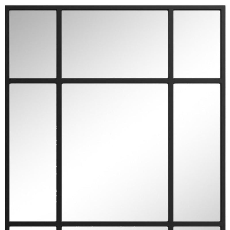 39" Iron Window Pane Geometric Framed Accent Mirror - Black