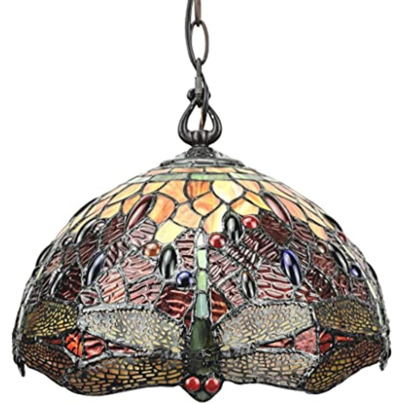8'' Unique Statement Two Light Glass Dimmable Chandelier With Shades - Red / White