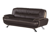 Load image into Gallery viewer, Leather Sofa With Silver Legs - Brown
