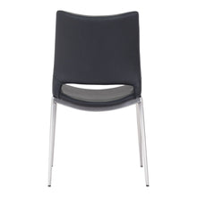 Load image into Gallery viewer, Upholstered Faux Leather Open Back Dining Side Chairs (Set of 2) - Black / Silver
