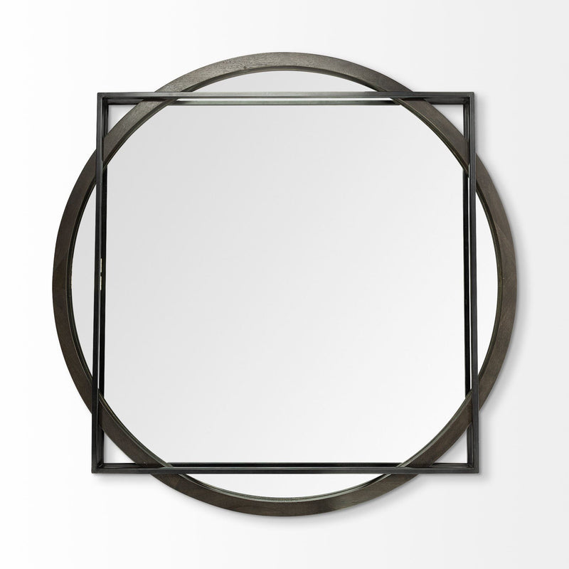 46" Abstract Metal Framed Accent Mirror - Black
