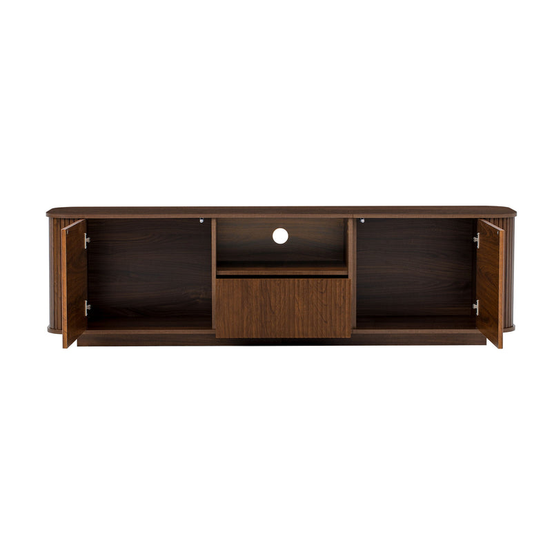 70" TV Stand With Ample Storage, Curved Corners - Dark Brown