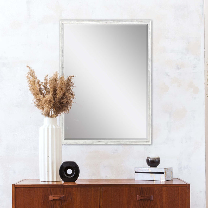 39" Wood Accent Mirror - White
